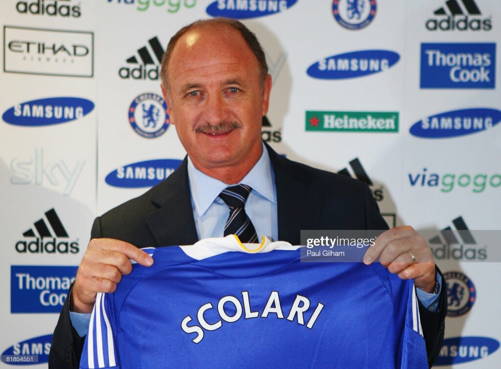 COBHAM, UNITED KINGDOM - JULY 08:  Luiz Felipe Scolari is unveiled as new Chelsea manager at a press conference held at the Hilton Cobham Hotel on July 8, 2008 in Cobham, England.  (Photo by Paul Gilham/Getty Images)
