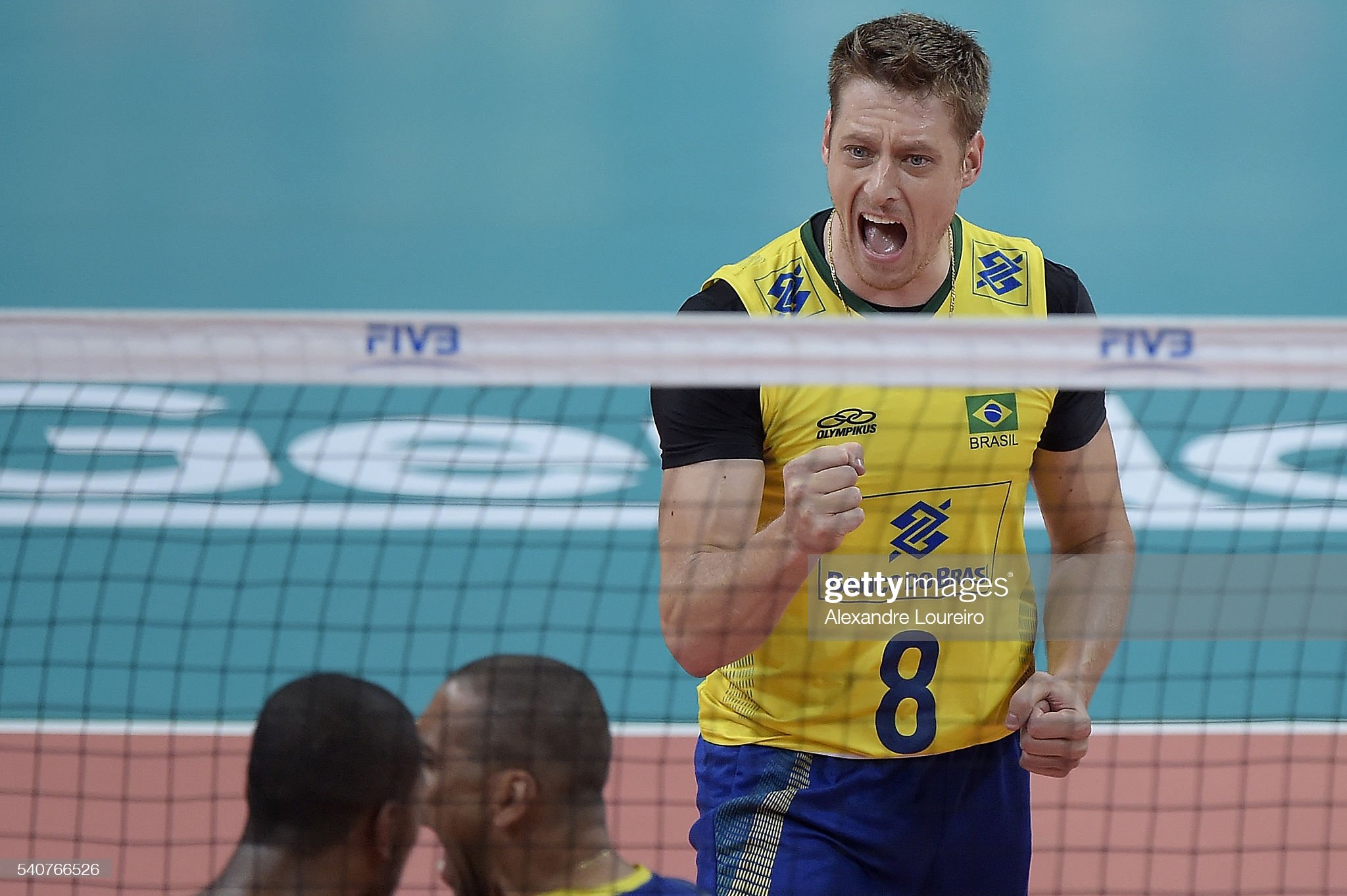 RIO DE JANEIRO, BRAZIL - JUNE 16: Murilo Endres #8 of Brazil celebrates a point during the match between Brazil and Iran on the FIVB World League 2016 - Day 1 at Carioca Arena 1 on June 16, 2016 in Rio de Janeiro, Brazil. (Photo by Alexandre Loureiro/Getty Images)