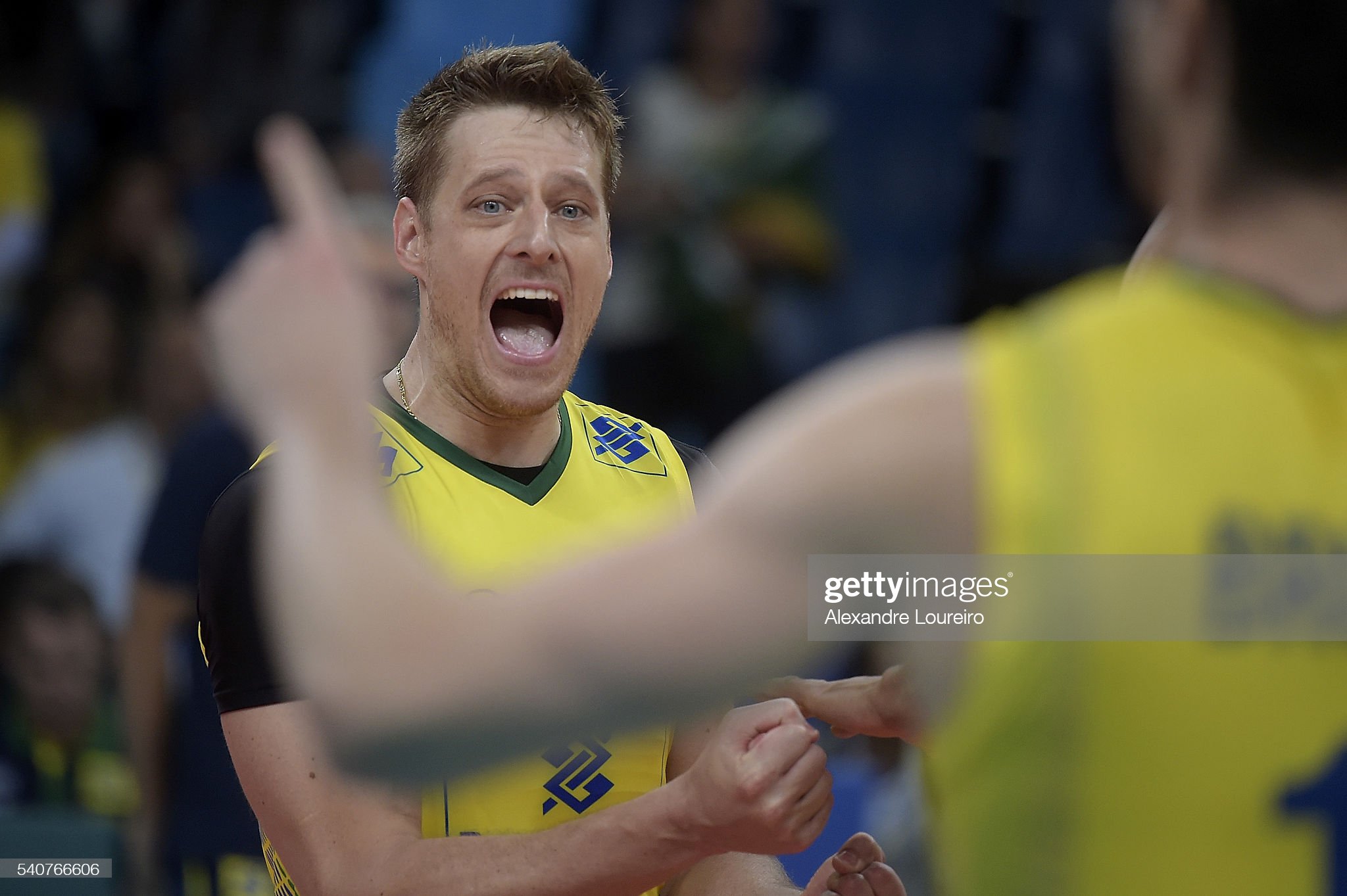 RIO DE JANEIRO, BRAZIL - JUNE 16: Murilo Endres #8 of Brazil celebrates a point during the match between Brazil and Iran on the FIVB World League 2016 - Day 1 at Carioca Arena 1 on June 16, 2016 in Rio de Janeiro, Brazil. (Photo by Alexandre Loureiro/Getty Images)