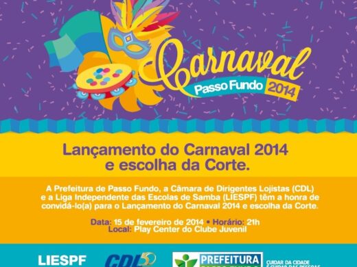 Sábado tem escolha da Rainha do Carnaval 2014 de Passo Fundo