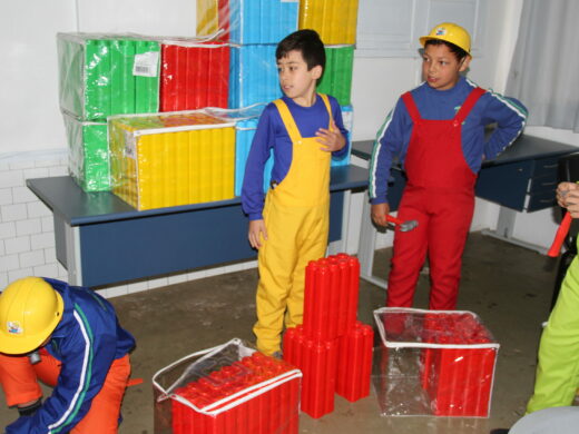 ﻿Escola do Hoje recebe blocos de montar gigantes