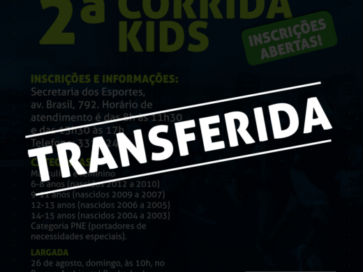 ﻿2ª Corrida Kids transferida para setembro