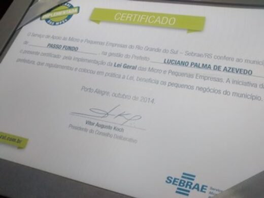 Passo Fundo tem reconhecimento pelo SEBRAE