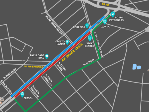 Desvio na avenida Brasil muda a partir de segunda