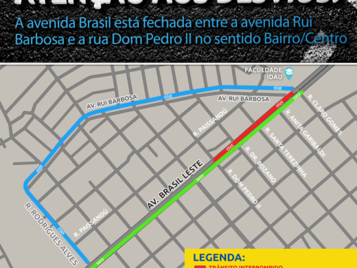 Novo desvio na avenida Brasil passa a valer sexta