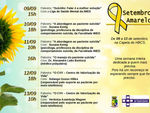 Hospital tem programação do Setembro Amarelo