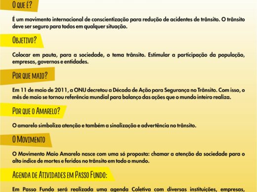Programação do Maio Amarelo inicia nesta sexta